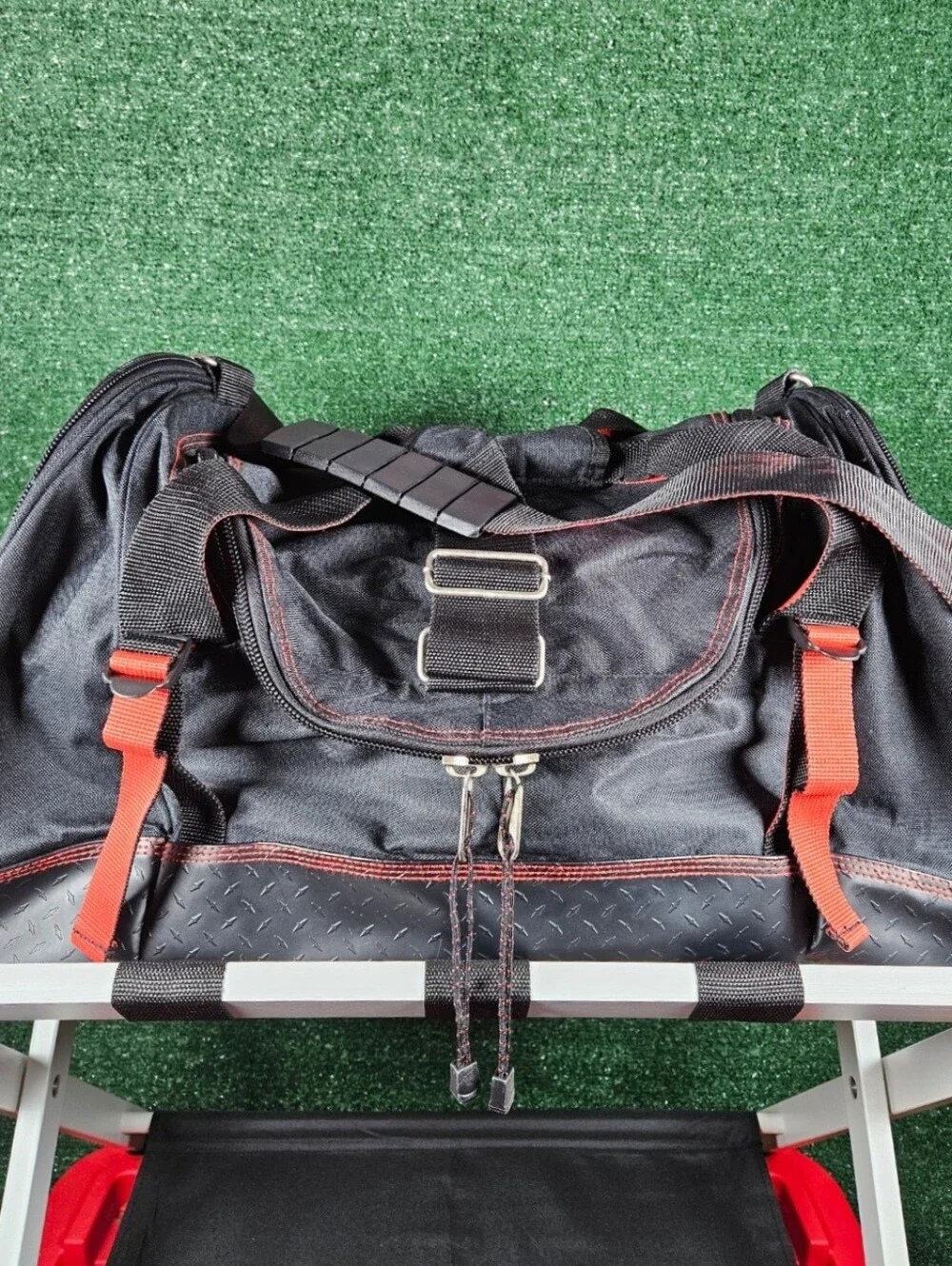 Vintage 1999 Marlboro Rugged Utility Duffel Bag / Black & Red / 24
